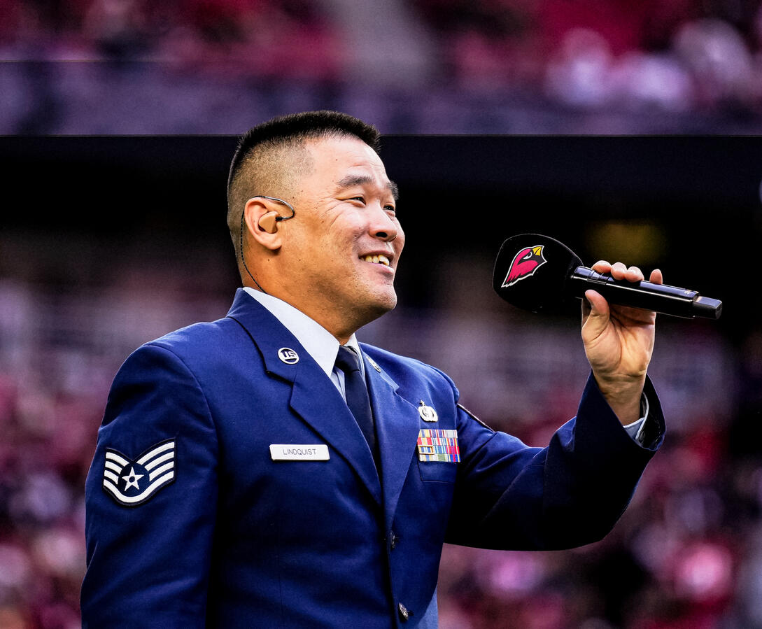 Mark J. Lindquist performs at halftime for the NFL Mark J. Lindquist performs at halftime for the NFL