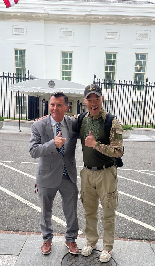 U.S. Air Force Veteran Mark J. Lindquist at the West Wing of the White House lobbying for support of Ukraine