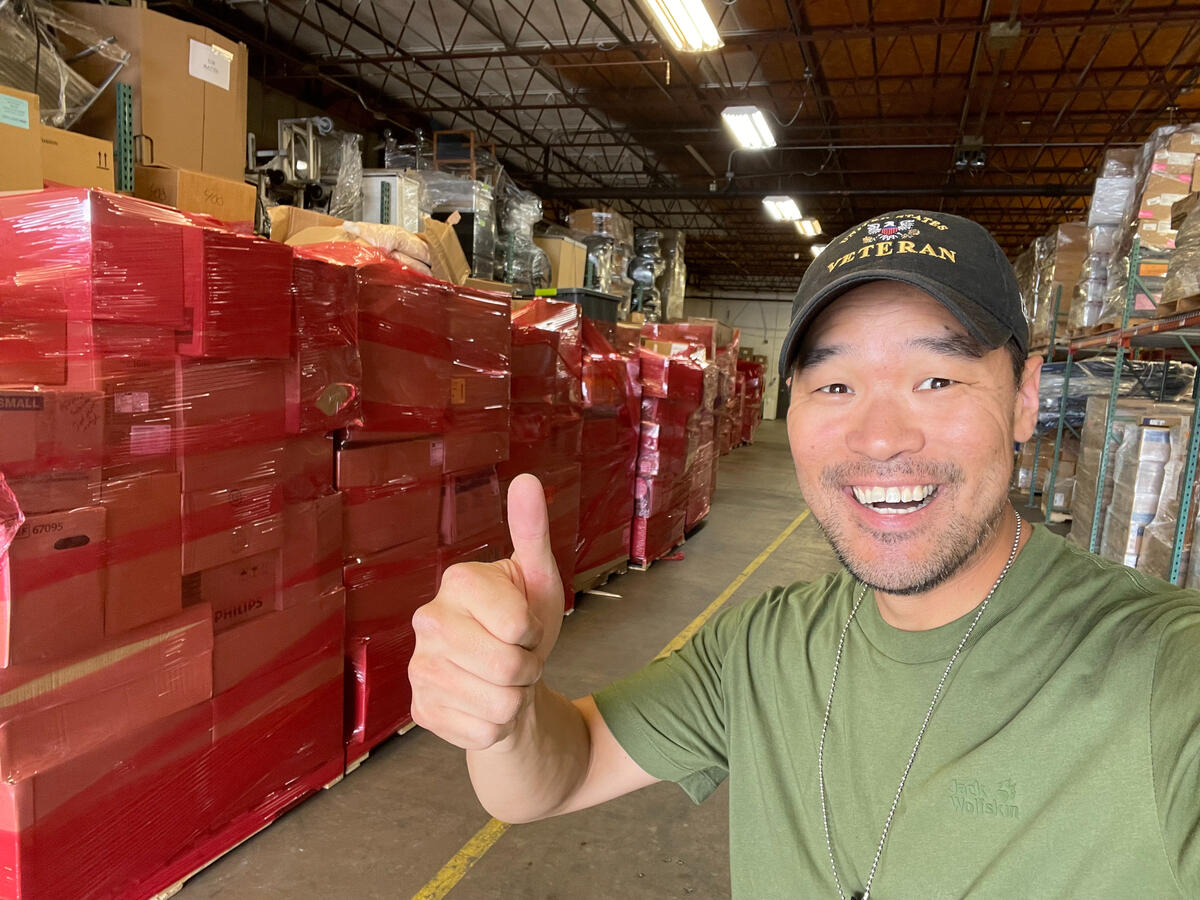 U.S. Air Force Veteran Mark J. Lindquist with pallets of aid headed to Ukraine U.S. Air Force Veteran Mark J. Lindquist with pallets of aid headed to Ukraine