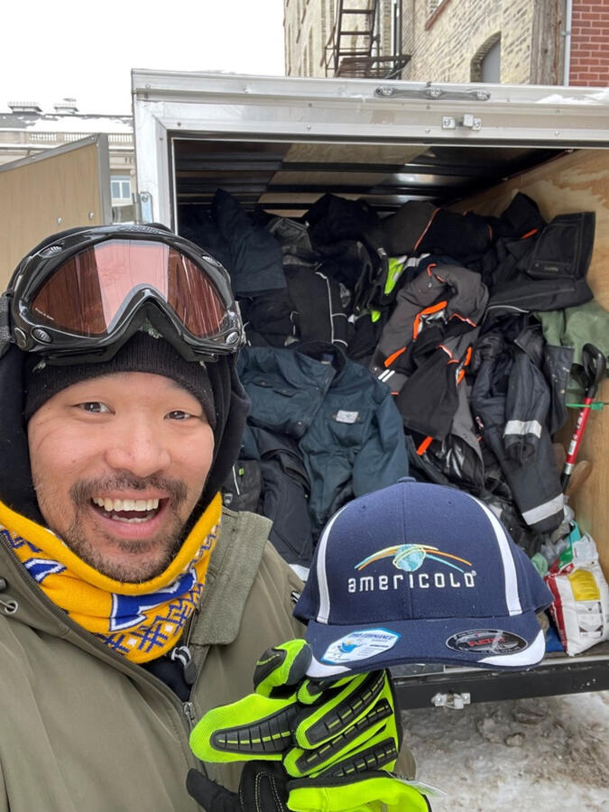 U.S. Air Force Veteran Mark J. Lindquist delivers a U-Haul filled with cold weather gear for the Ukrainian Army
