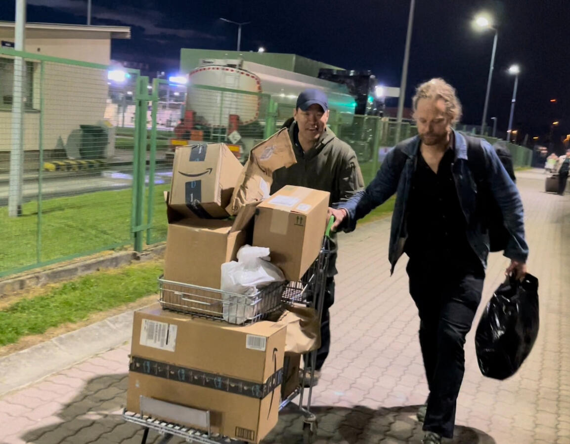 U.S. Air Force Veteran Mark J. Lindquist crossing the Polish border to deliver aid to the Ukrainian Army